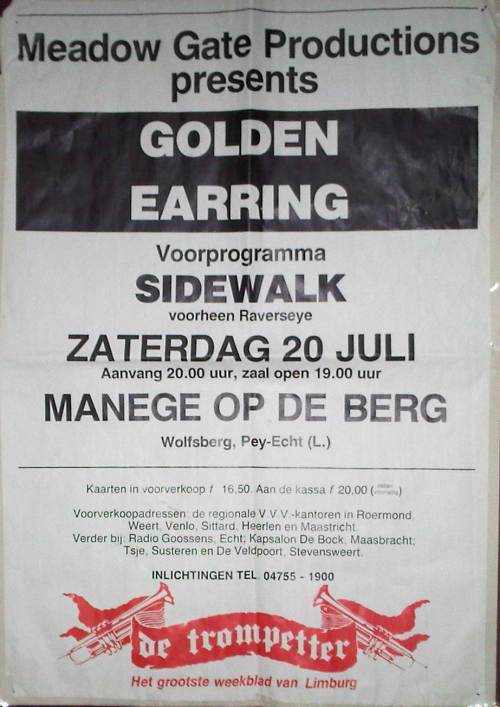 Golden Earring show poster Pey-Echt - Manege op den berg July 20 1985